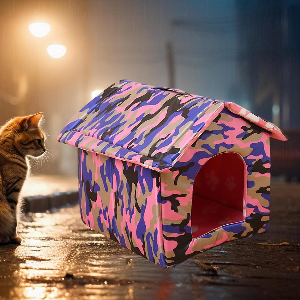 Außenkatzenhaus Hundehütte Abnehmbarer Zwinger Waschbarer Winterschutz Haustierhöhle Bett für Rasen Innen