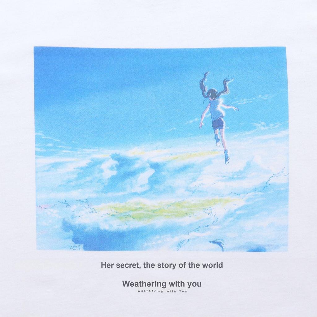 UNIQLO × Shinkai Film Ut Collaboration Weathering With You Blue Cloud Short Sleeve T-Shirt Unisex T-Shirt White 422545