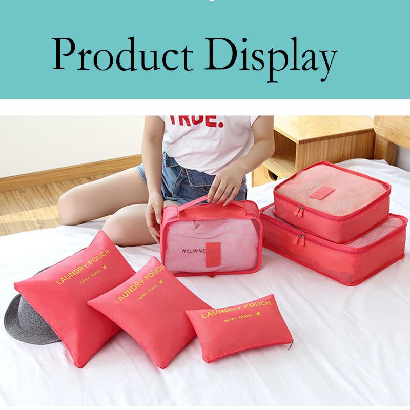 6 Pieces/set Travel Bag Clothes Shoe Organizer Traveling Compression Packing Cubes Suitcase Luggage Organizers Home Storage
