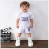 Children's Set Boys' Summer Korean Version Letter Printed Quick Drying Short Sleeved Shorts Sports