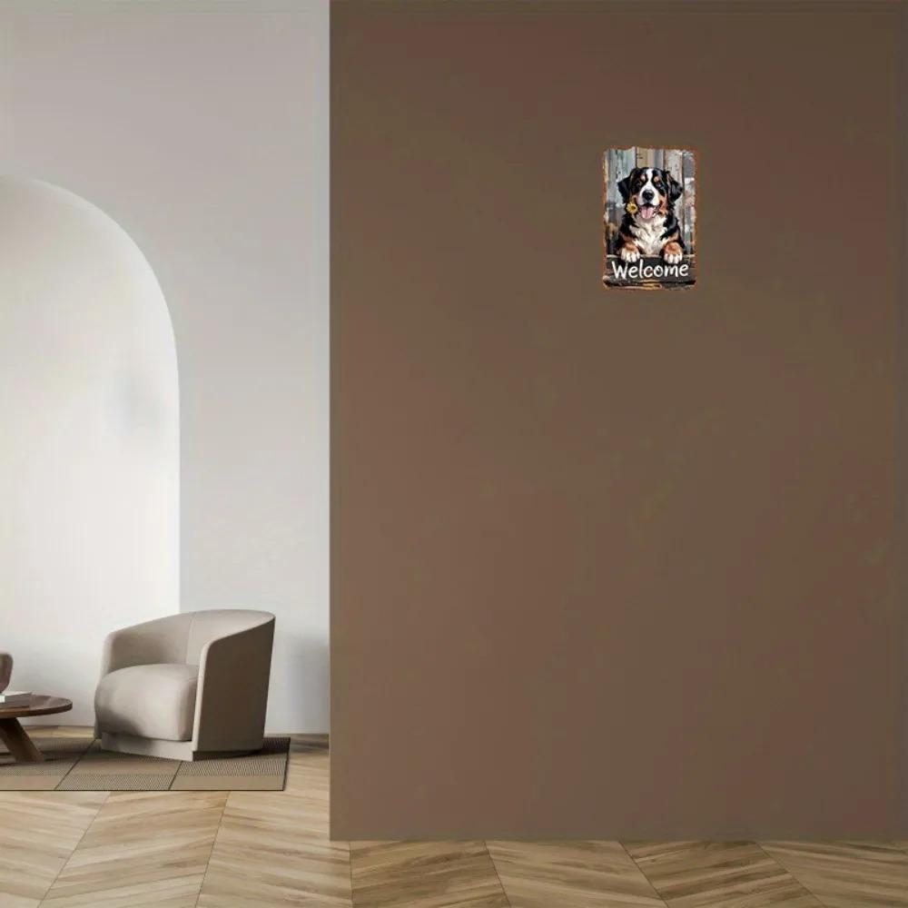 Vintage Bernese Mountain Dog Tin Sign 12x8 Inch Rustic Metal Wall Art Plaque for Home Bar Cafe Decor