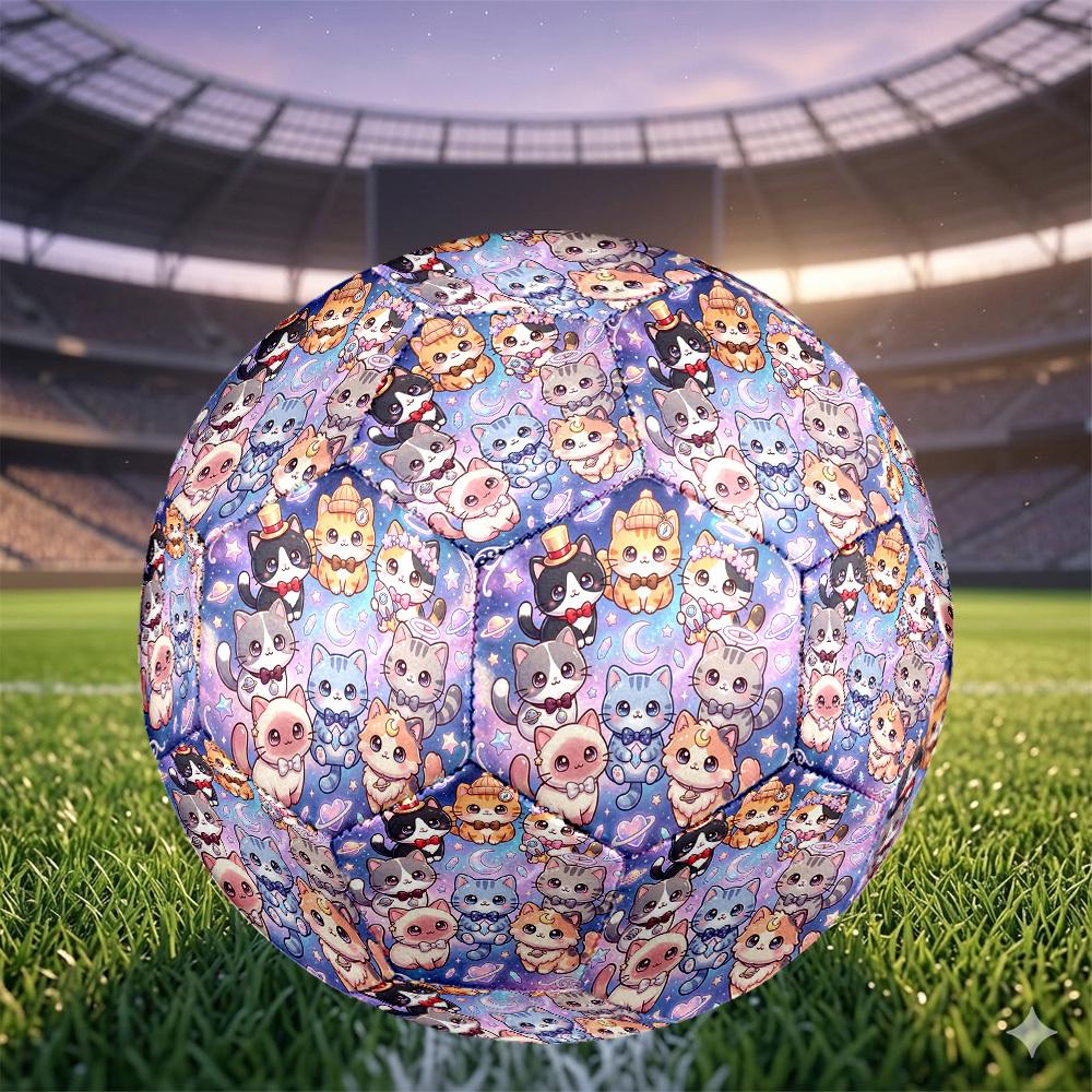 1pc Cosmic Cats Themed Soccer Ball, Size 5, Lightweight PVC Material, Outdoor Training Soccer Ball Gift. q62231