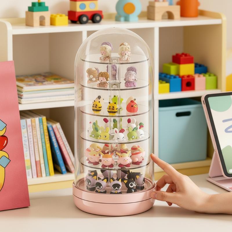 Transparent Rotating Box Display Box - Multi-Layer Large Capacity Storage With Cover, Desktop Shelf For Hand Models