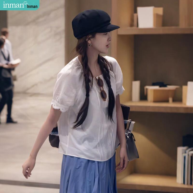 INMAN Французская вышитая блузка с коротким рукавом