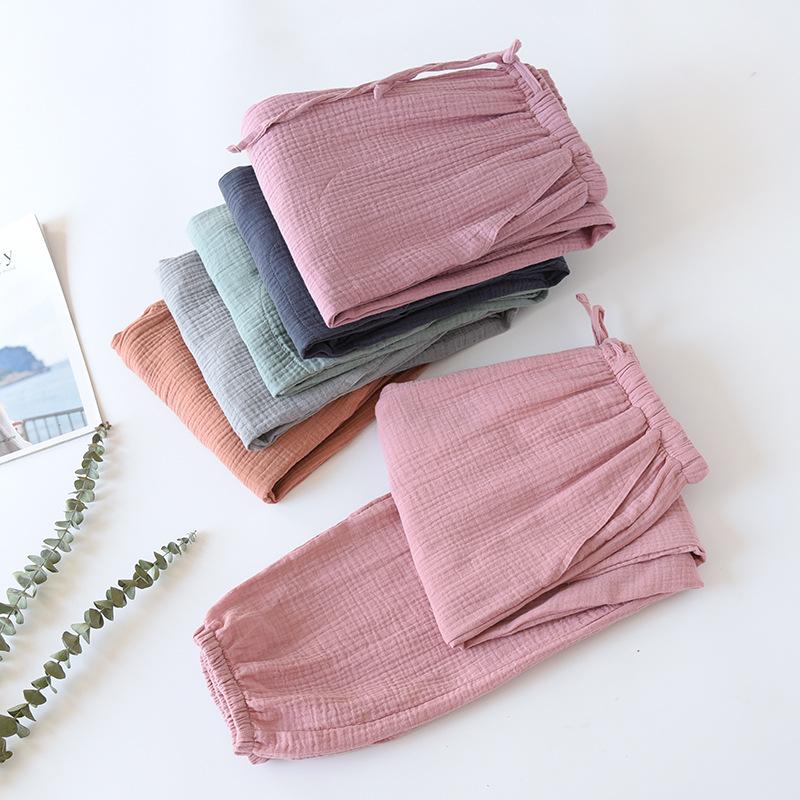 Unisex Cotton Gauze Pajama Pants - Soft, Simple, Plus Size, Perfect for Spring & Summer