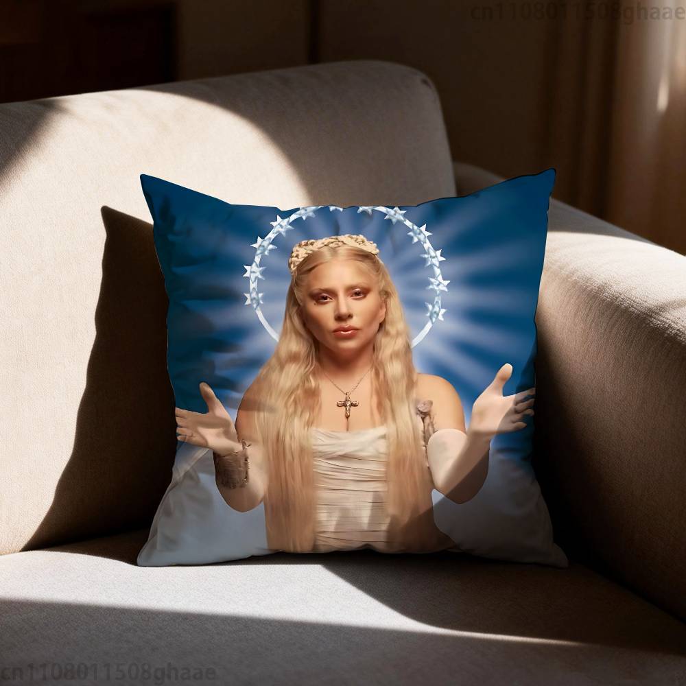 LLady Gaga Pillow Case Antidustmite Pillowcase Invisible zipper silky short plush Sofa cushion cover