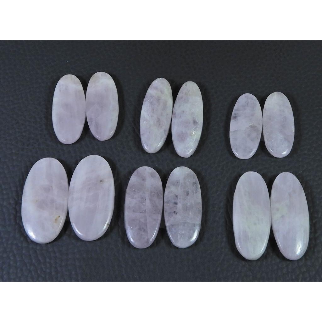 172Cts. Natural Pink Kunzite Matched Pair Oval Cabochon Gemstone 6Pair Lot C-1367