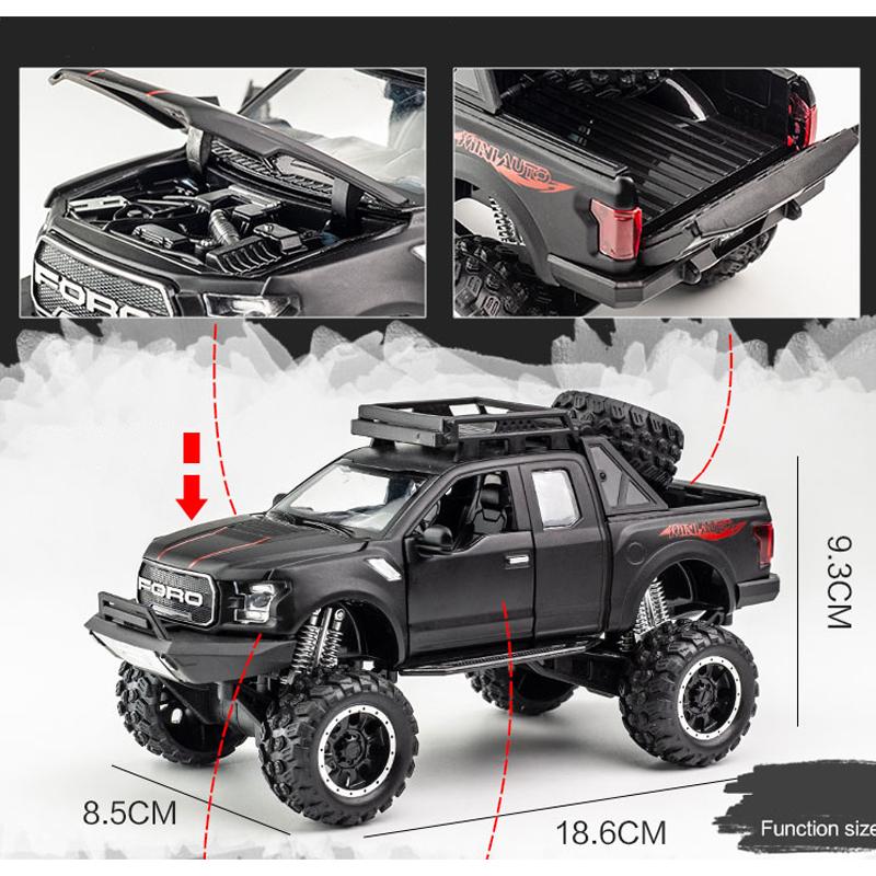 Model auta Ford Raptor F150 v měřítku 1/32, stahovací autíčko se zvukem a světlem pro děti Batole Kluci Dívčí Dárková kolekce