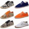 New Fashion Orange Men Loafers Flats Flower Print Men Casual Shoes Linen Breathable Men Driving Shoes Mocasines De Hombre