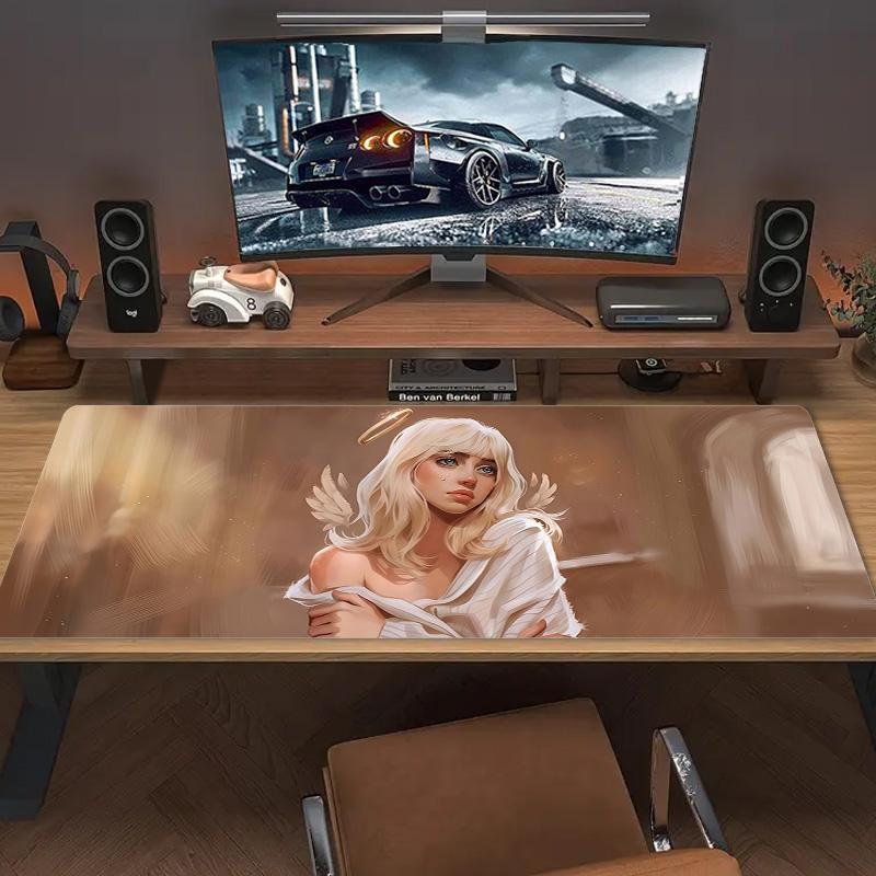 Angel Wings Halo Lace Solid Color Mouse Pad Large Gaming Table Cushion Non-slip Laptop Tablet Big Mousepad XXL Mat Mini PC Playmat With Lock edge