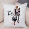 Beautiful Super Mother And Baby Throw Pillow Cover With Short Plush Print For Living Room Sofa Decoration Cushion Cover