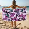 1pc Butterfly Print Towel Sports Quick-Drying Super Absorbent Camping Towel Super Soft Lightweight Gym Swimming Yoga Beach Towel