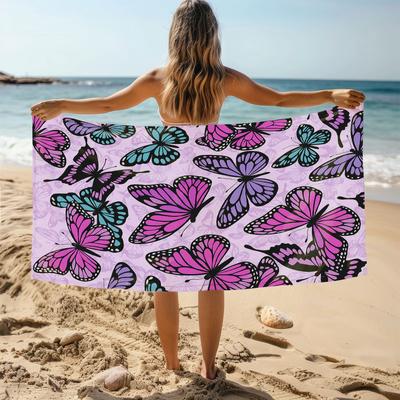 1pc Butterfly Print Towel Sports Quick-Drying Super Absorbent Camping Towel Super Soft Lightweight Gym Swimming Yoga Beach Towel