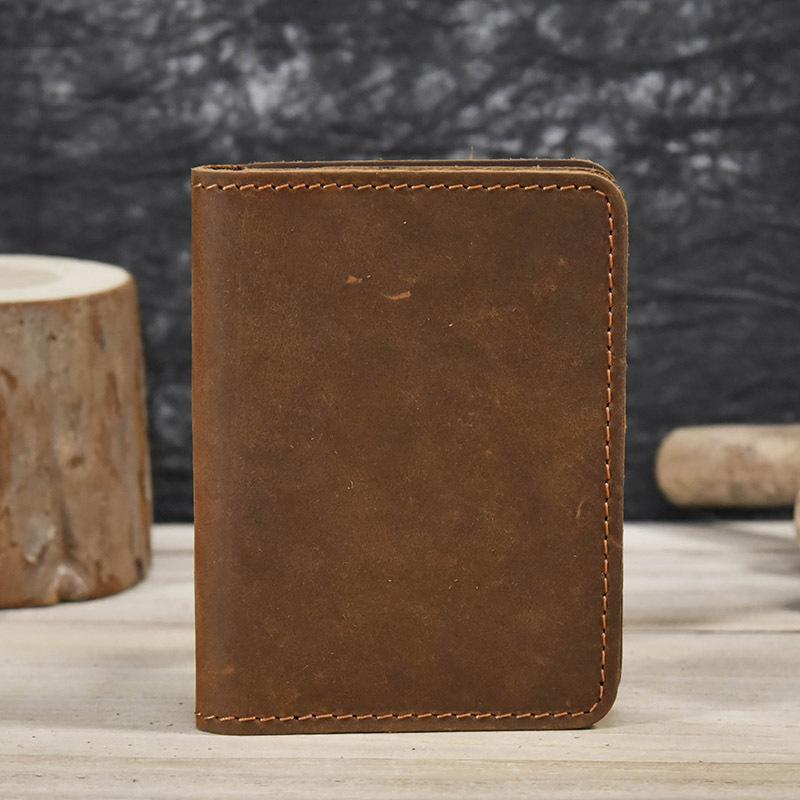 Leather Card Holder, Simple Leather Short Wallet, Ultra-Thin Men'S 20% Off Card Bag, Crazy Horse Leather Small Wallet.