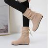 Plus Size Women's Flat Bottom Soft Fleece Short Boots Retro Style round Toe Cotton Lined Warm And Comfortable for Winter