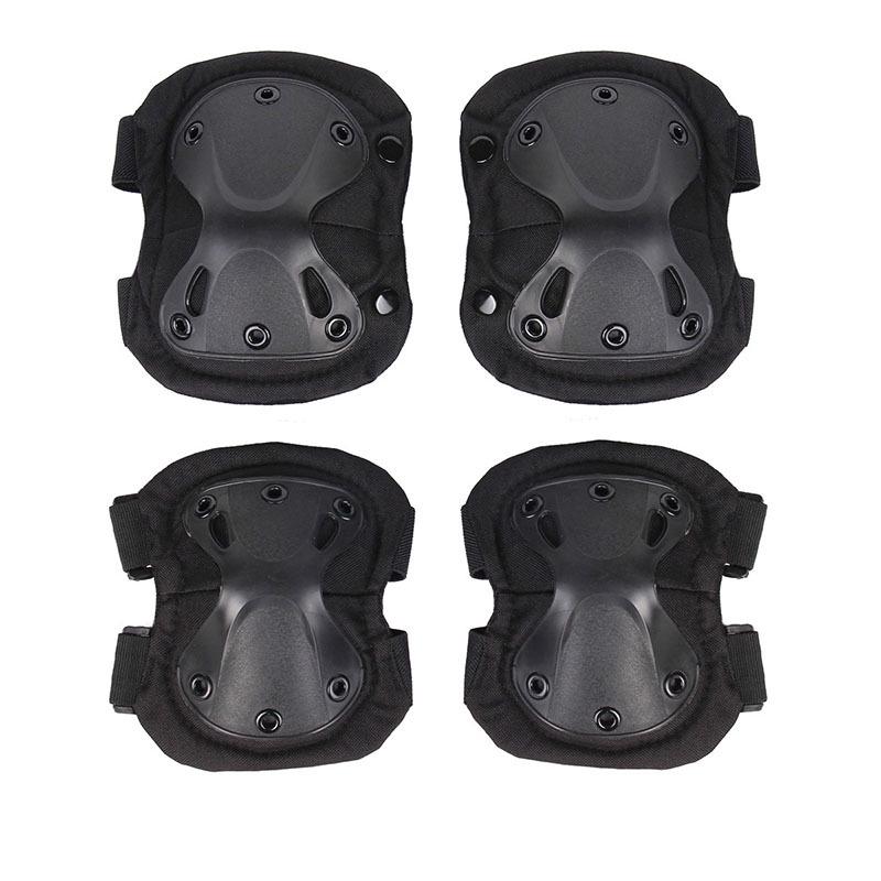 Camouflage Tactical Knee & Elbow Pads Set: 4-Piece Gear for Combat, Training, Riding & Sports Protection