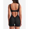 Tuta da donna a collo rotondo senza maniche, vestibilità aderente, vita alta, con cut-out sulla schiena, per yoga, allenamento, abbigliamento athleisure quotidiano