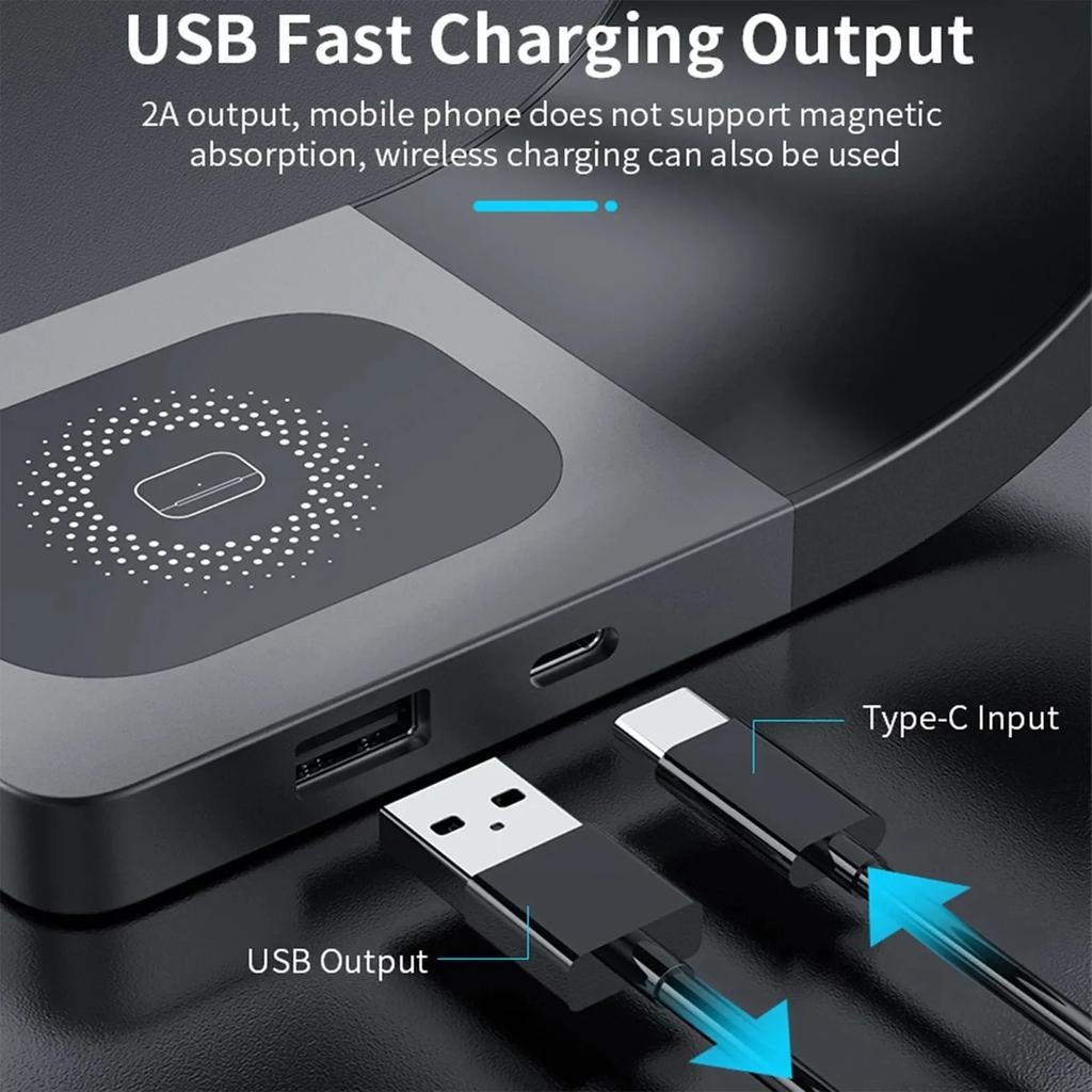 Chargeur sans fil 4 en 1 avec coque en métal pour iPhone 15 14 13 12 Station de charge rapide magnétique Support Dock pour Apple Airpods Watch
