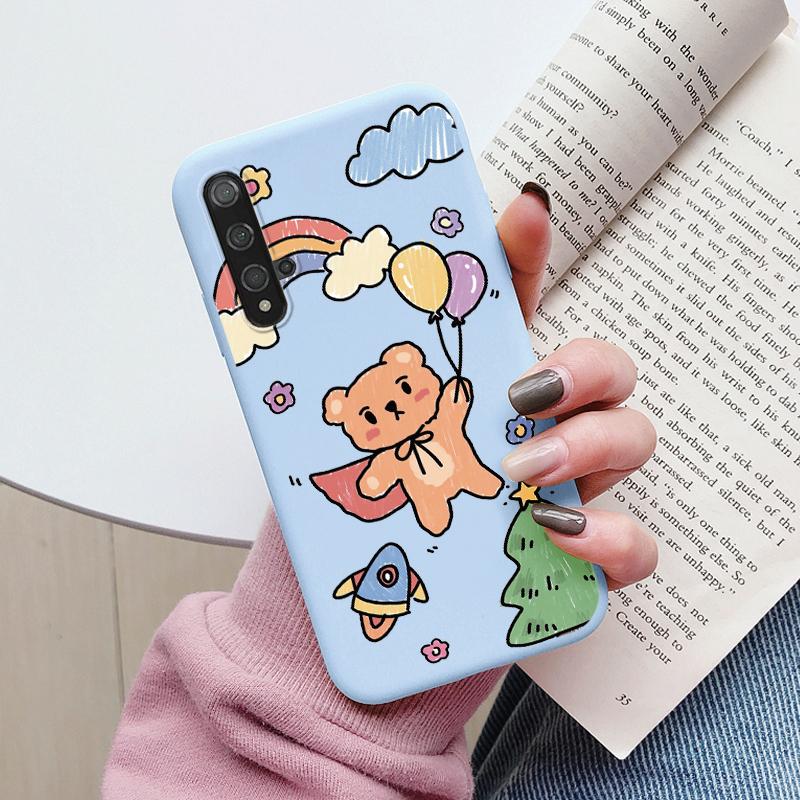 Flowers Funda For Huawei Nova 5T Capa NOVA5T 5 T Phone Case Soft Silicone Cute Cat Bear Back Cover For Nova5 T Coque Bag Fashion