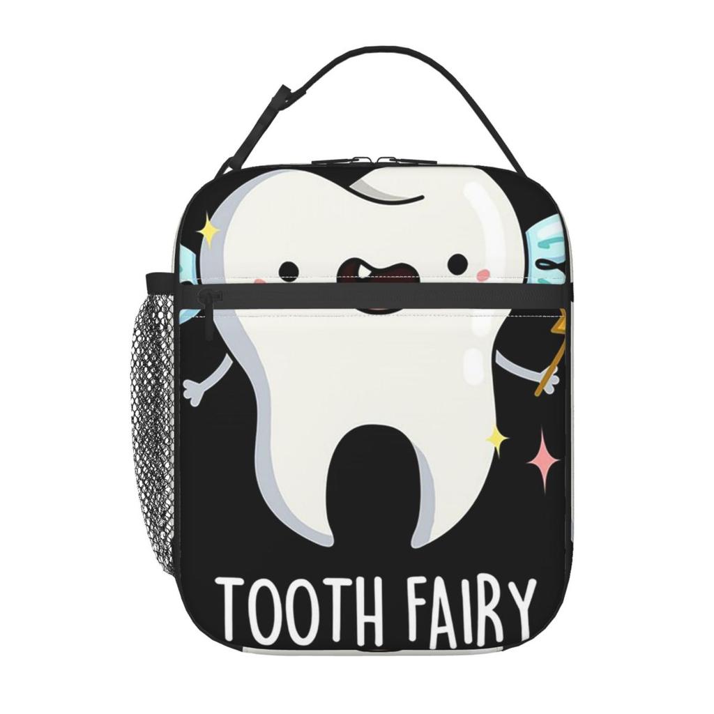 Cartoon Tand Tandfee Geïsoleerde Lunchtas voor Vrouwen Kantoor Koeltas Thermische Voedseldoos Tote Draagbare Lunchboxen Container
