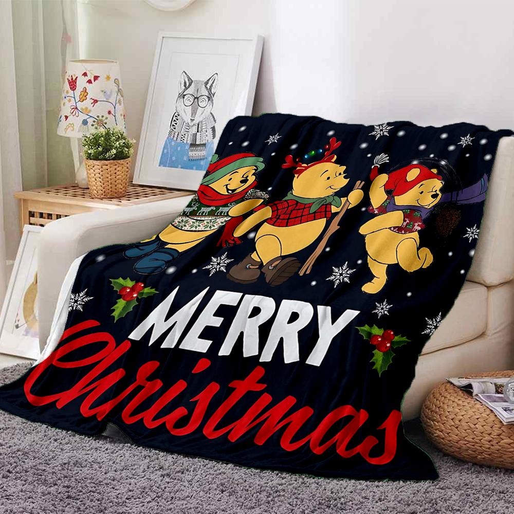 Christmas Winnie Pooh Friends Blanket Soft Throw Blanket For Home Bedroom Bed Sofa Travel Office Solid Christmas Blanket