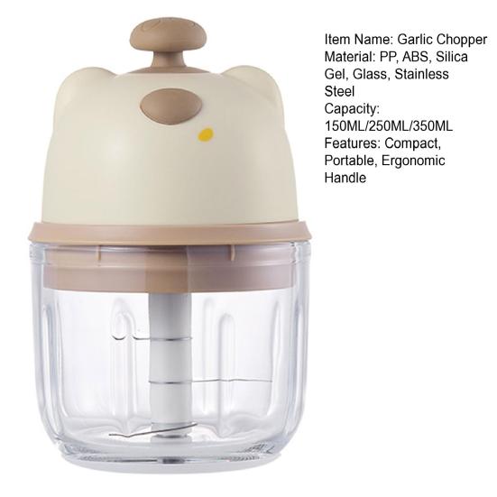 Electric Garlic Chopper with Stainless Steel Blades Mini Food Processor for Mincing Purees Portable Kitchen Gadget for Home Camping Travel