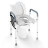 Assento Elevado para Vaso Sanitário, Ajuste de Altura de 7 Posições 490 - 640 mm, Capacidade de Peso de 158,7 kg, com Estrutura de Alumínio Acolchoada para Conforto, Assento de Vaso Sanitário Universal
