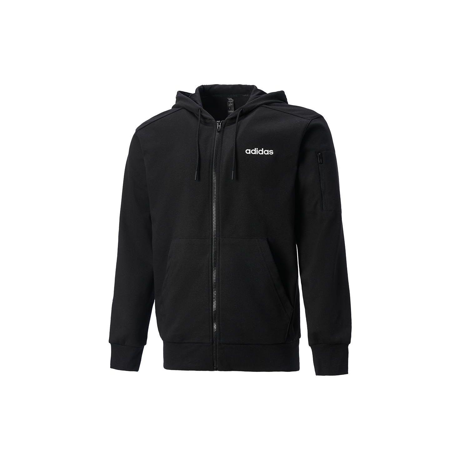 Adidas Sportswear Men s Black Hooded Knit Cardigan Jacket JF3324 L