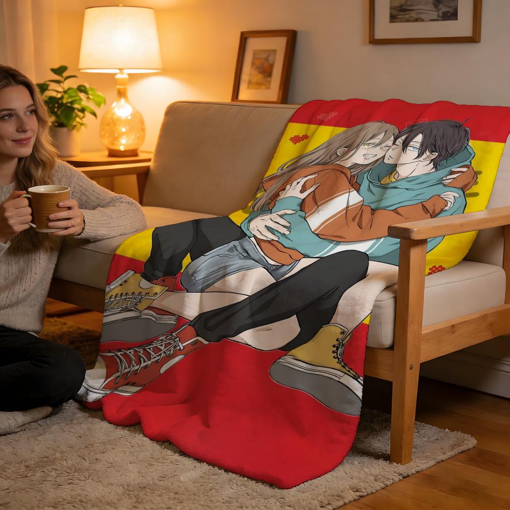 Throw High-Density Short Plush Blanket For Sofa Nap Room Soft Skin-Friendly My Love Story With Yamada-kun At Lv999