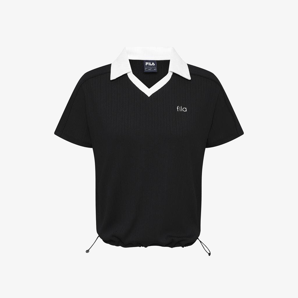 Hwilla Women'S Ribbed Training Collared Short Sleeve Tee (Fs262Ts02F001001)