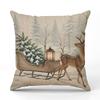 New Sled Deer Candle Christmas Pillowcase Linen Print Pillowcase Festive Room Sofa Decoration Cushion