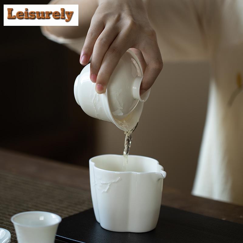 120ml ručně vyráběná reliéfní bambusová gaiwan starověká bílá porcelánová čajová mísa domácí čajový obal na misku čajová souprava řemeslné vybavení
