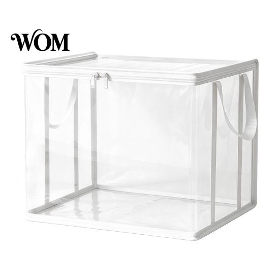 Book Storage Organizer Clothes Bag, with Lid And Handles, Large Capacity Dustproof Bag Organizer, Transparent PVC Container for Toys Student Textbooks