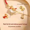 Koi & Hetian Jade Ping'an Buckle Bracelet: 2024 Stylish Red Rope with Auspicious Symbol, Perfect Gift for Women.