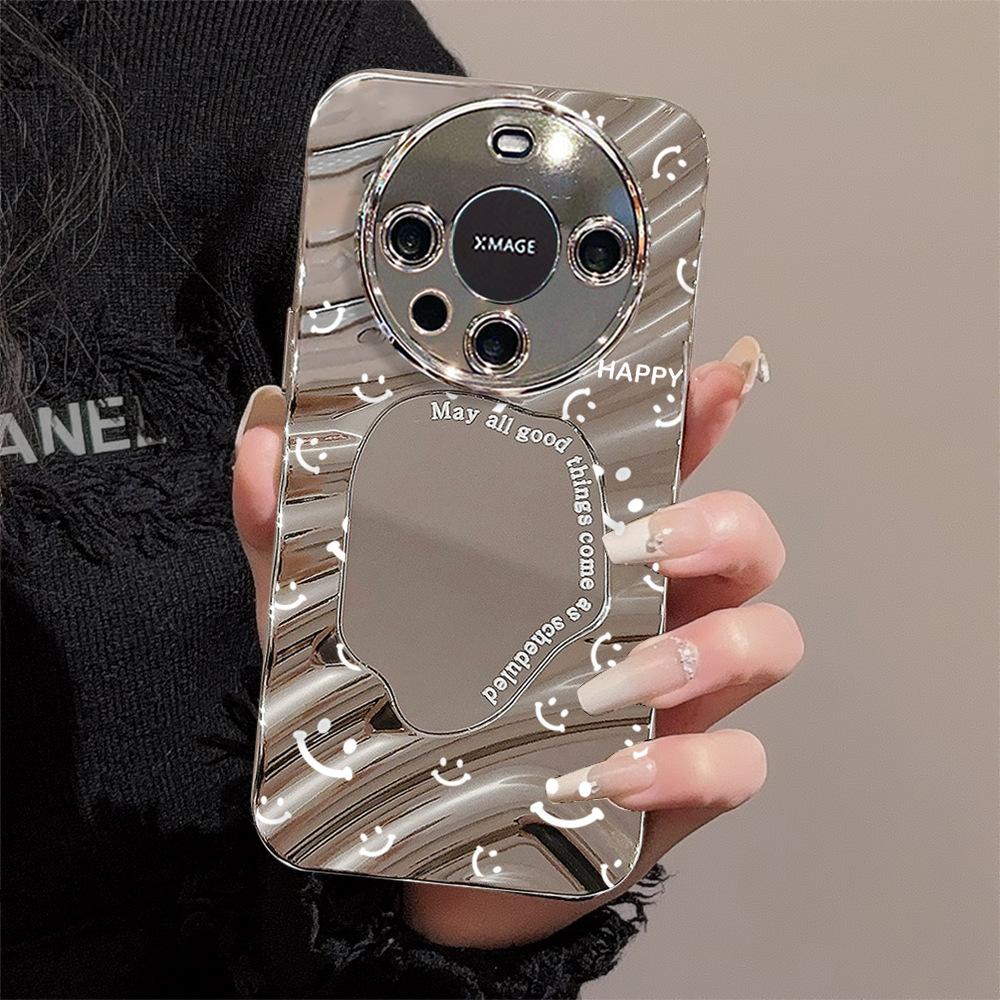 Mirror Phone Case for iPhone 16 11 13 14 for 16 Pro 12 13 15 16 Pro Max for Samsung A15 A16 A35 A55 Cute Cloud Flower Puppy Electroplated Phone Case