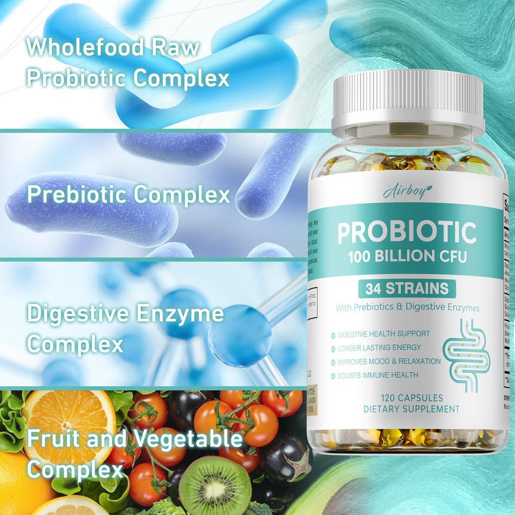 Airboy Probiotic & Digestive Enzyme Capsules - Digestive Health
