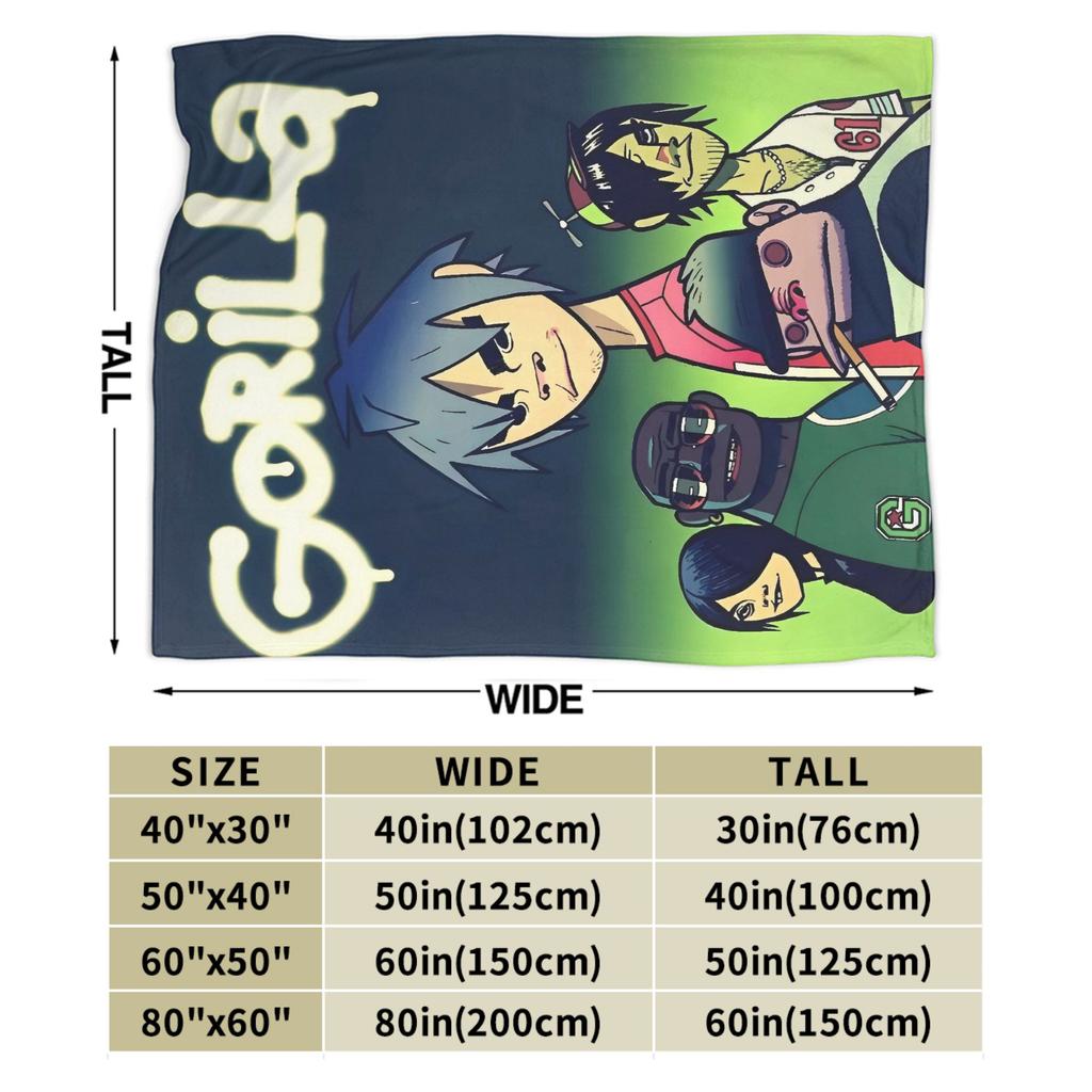 British GorillazS Virtual Band Rock Hip-Hop Blanket Warm Soft Novelty Plush Throw Blanket For Travel Office Flannel Bed Cover