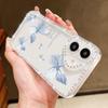 For iPhone 16 Pro 16E 15 Pro Max 14 13 12 11 Phone Case Diamond Frame Butterfly Print Clear Shockproof Soft Silicone Anti-Fall Bumper Cover