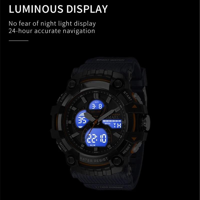 Sport Watch Men Quartz Wristwatches Waterproof Dual Time Display Military Clock Watches