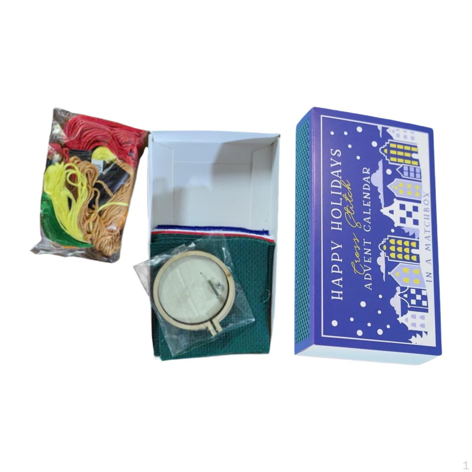 

Набор для вышивки крестиком «Адвент-календарь» для рождественского рукоделия и шитья темно-синий