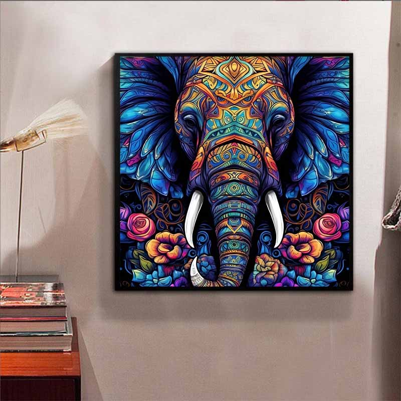 New Arrival 5D DIY Full Circle Diamond Painting "Colorful Elephant" Embroidery Cross Stitch Home Decor Gift