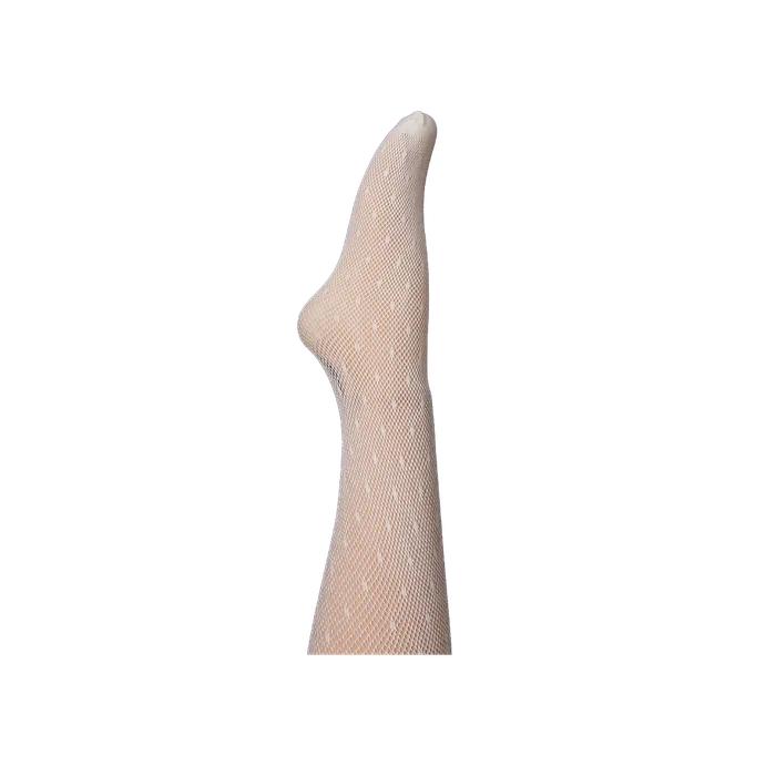 Polka Dot Mesh Stockings (White)