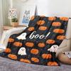 Boo House Plush Blanket Suitable for - Cozy Throw with Pumpkin & Print, Soft Flannel Bedspread for Room,, Sofa - Hand Washable Warm Bedding, Contempor