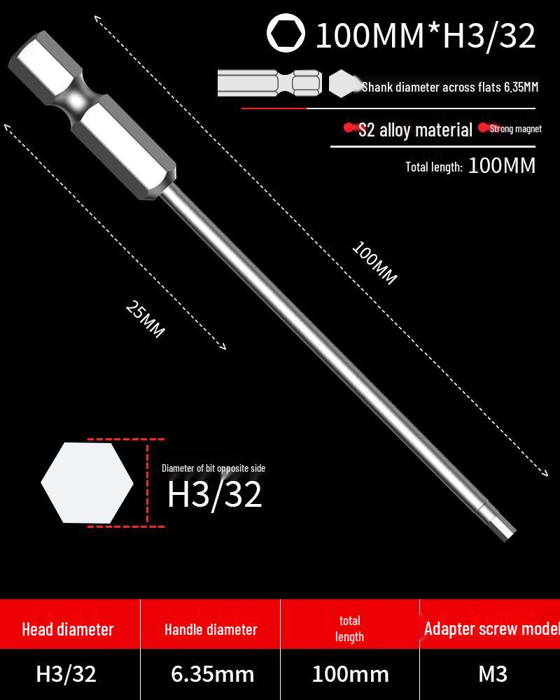 Hexagonal Driver Bit Extension for Screwdriver and Drill