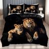 Duvet Cover Settume Lion 3D Digital Printing Single Double Quilt Cover Three-Piece Set