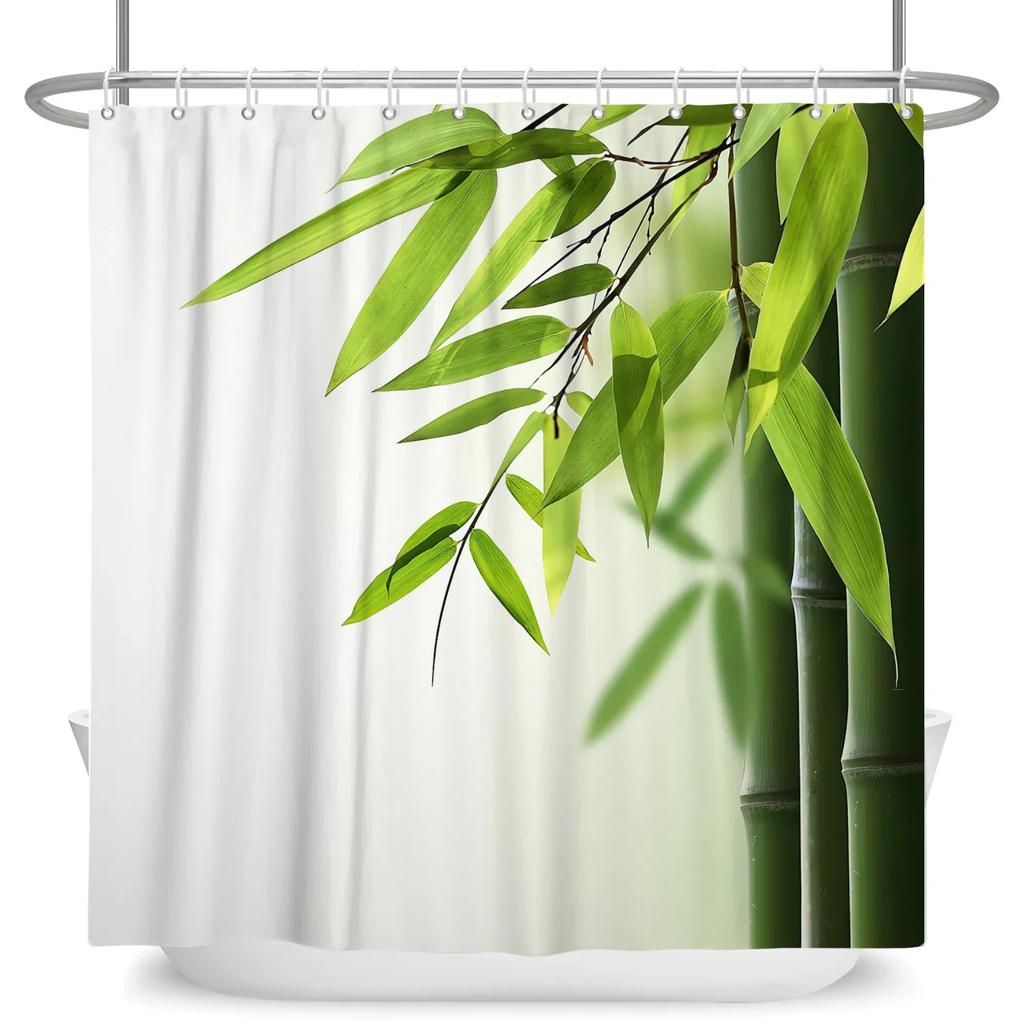 Rural Landscape Shower Curtains Creek Stone Lotus Buddha Bath Curtain Natural Scenery Waterproof Bathroom Home Decor With Hooks