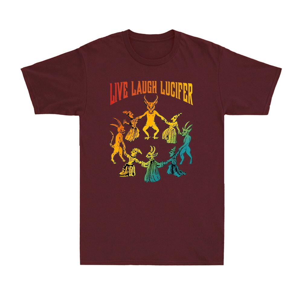 Live Laugh Lucifer Horror Satan Satanic Demon Devil Vintage Retro Unisexs Tshirt