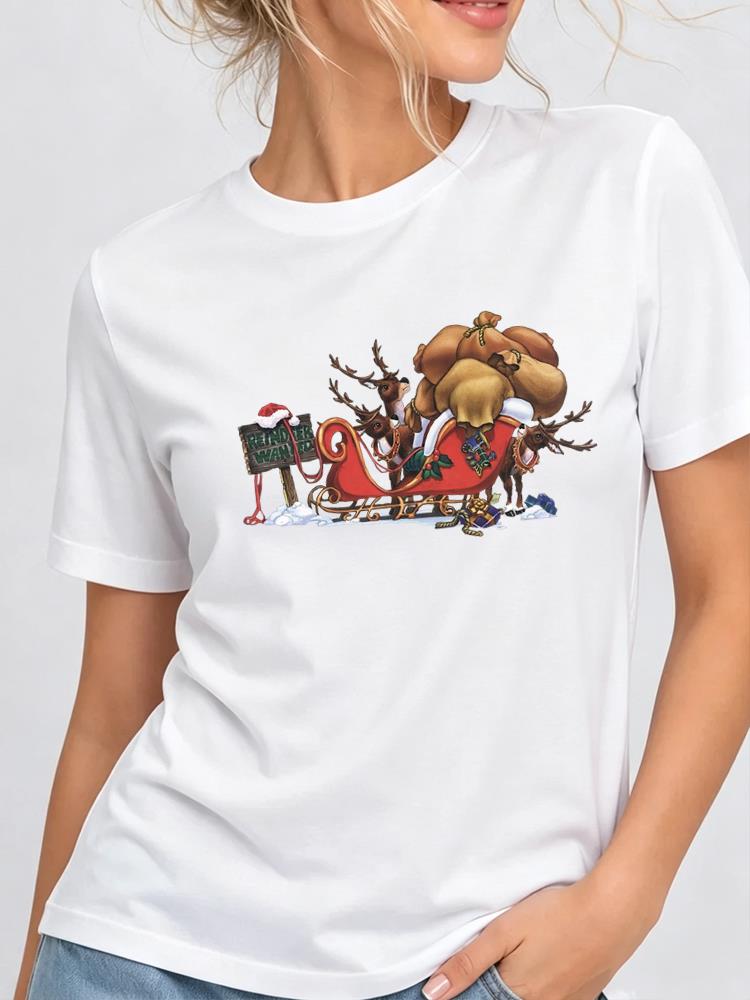 (Asian Size) style trend Print Woman Clothing New Year T Shirt Christmas Festival Tee Women Fashion Top Short Sleeve Graphic T-shirts