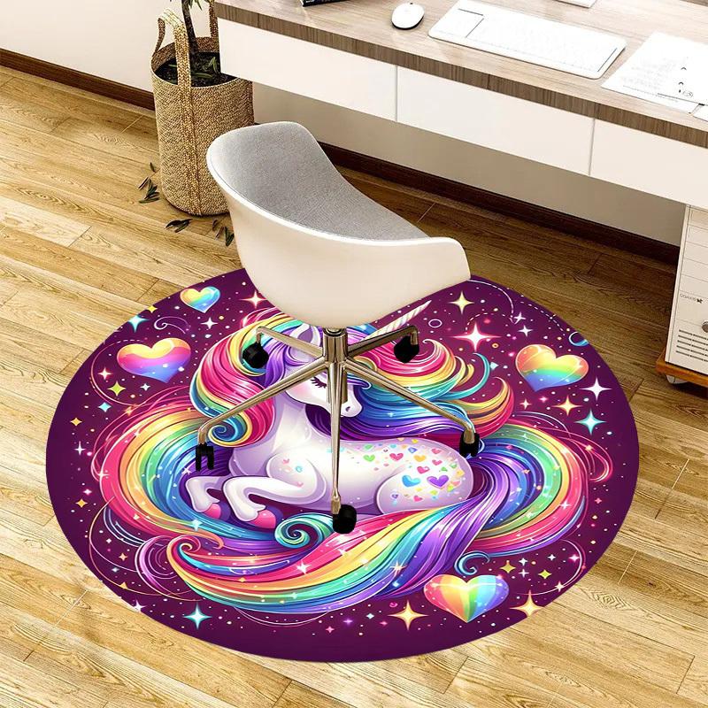 1pc Office Carpet Chair Mats Rainbow Unicorn Fantasy Art Perfect for Decorating Office Chairs, Living Rooms, Or Bedrooms.YDT145