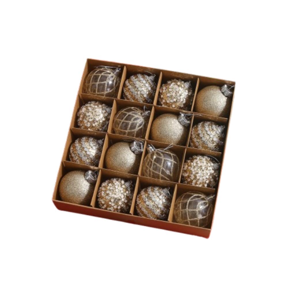16pcs Foam Christmas Hanging Balls Set Sparkling Merry Christmas Decor Home Decoration